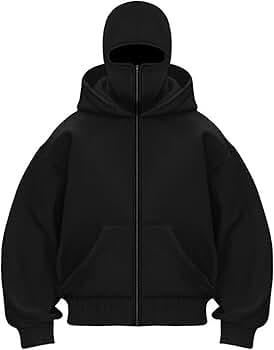 Balaclava Hoodie Zipper, Double Hooded Zip Jacket Wind-resistant