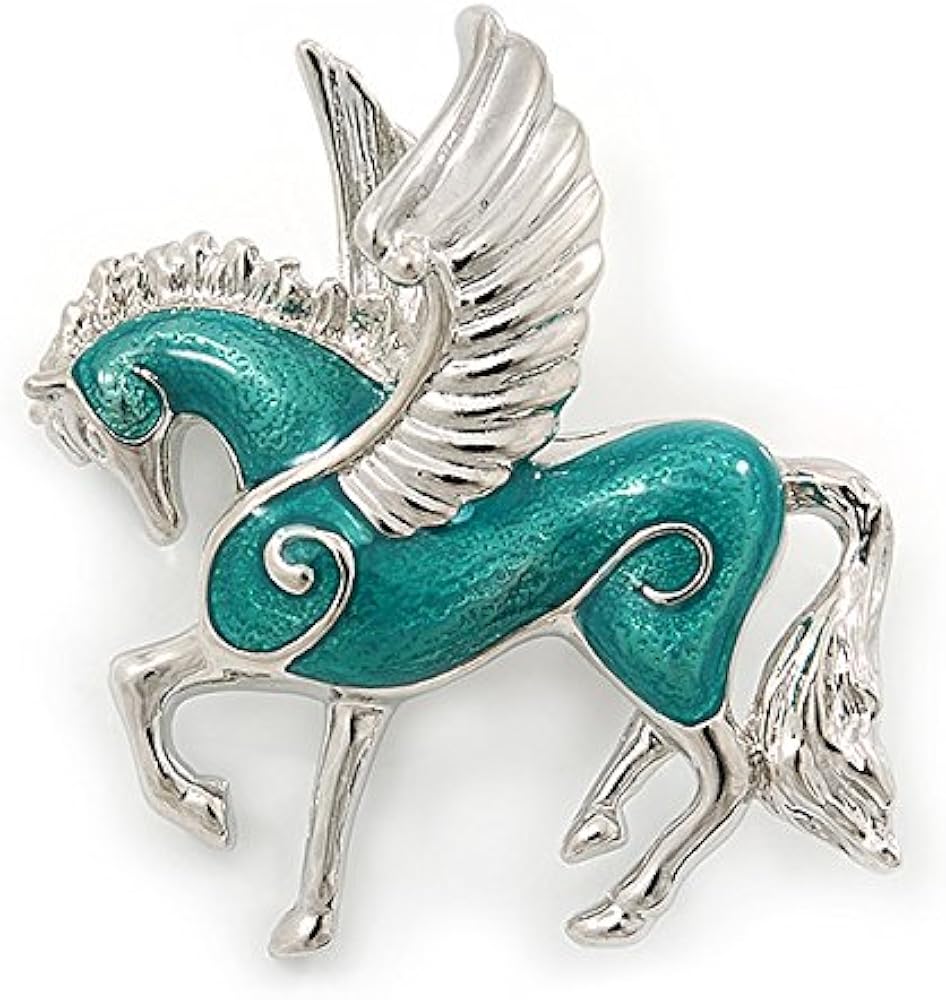 Amazon | 小さなグリーンエナメル ペガサス 翼のある馬のブローチ
