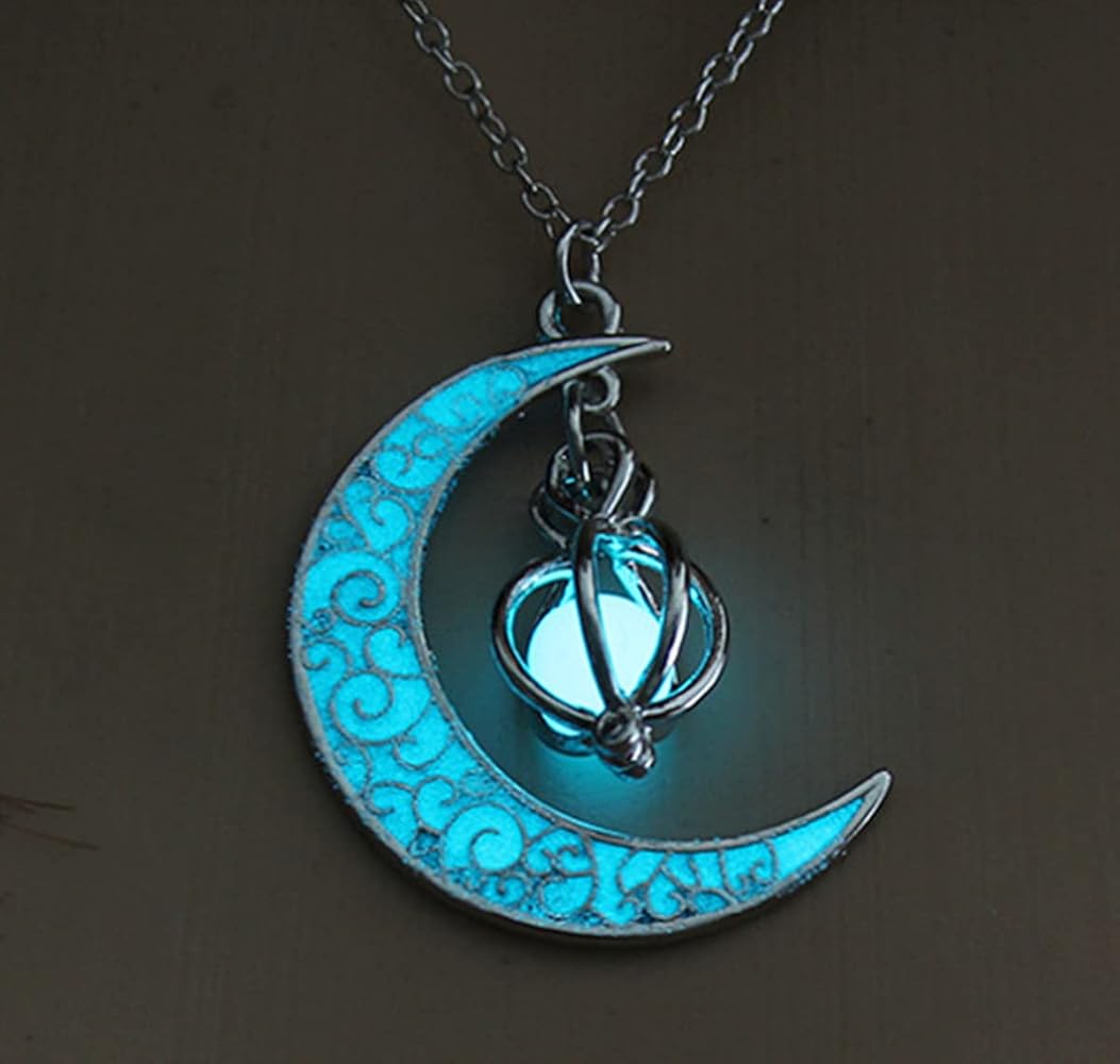 Amazon.com: Rckcu Glow in The Dark Silver Crescent Moon and Orb