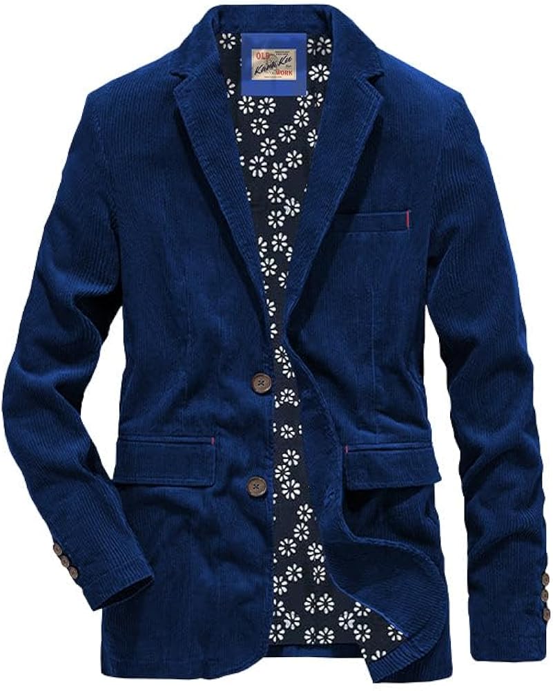 Amazon | [karaku] 裏地花柄 藍染コーデュロイブレザージャケット