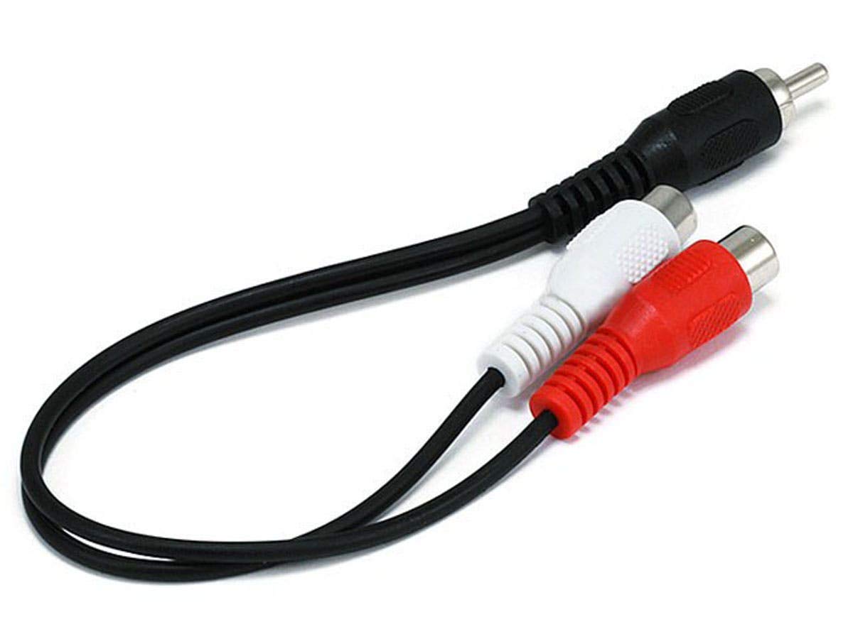 Monoprice 100663 6-Inch RCA Plug/2 RCA Jack Cable, Black : Amazon