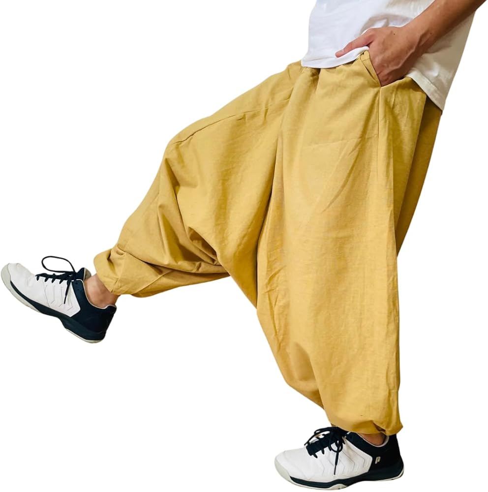 Amazon | [VIVEL] ゆったり コットン100％ サルエルパンツ メンズ