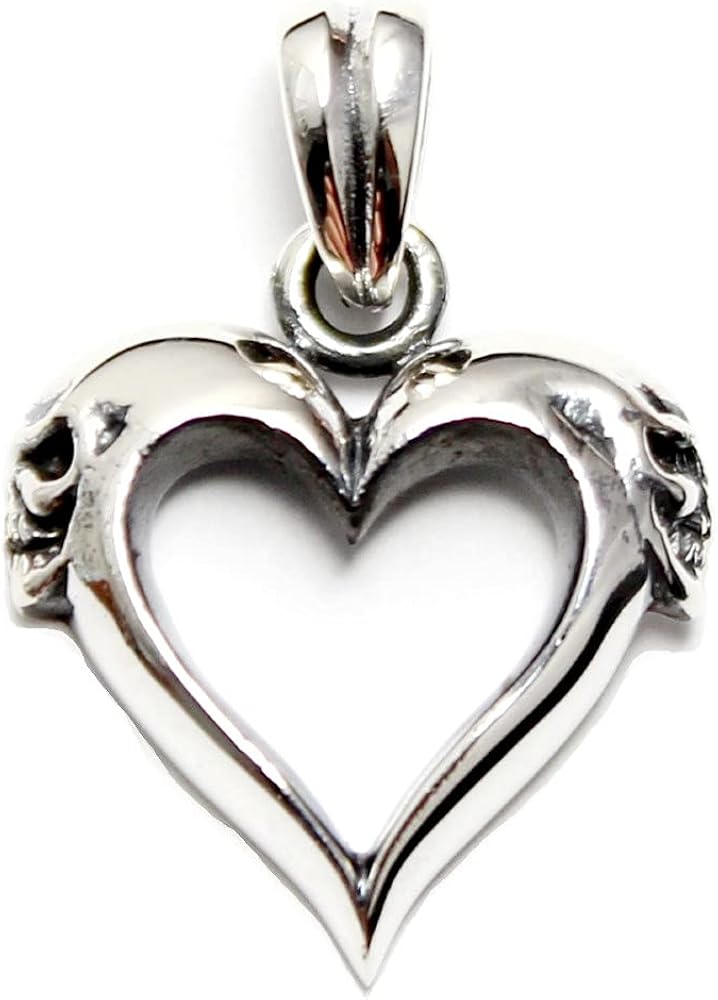 Amazon | ハート スカル オープンハート シルバー925 ペンダント