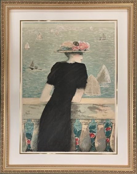 カシニョール「黒い帽子の婦人」 リトグラフ刷りポスター サイン