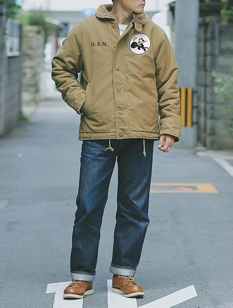 Amazon | [D.IIZOO] 米海軍 N-1デッキジャケット メンズ 冬 裏ボア