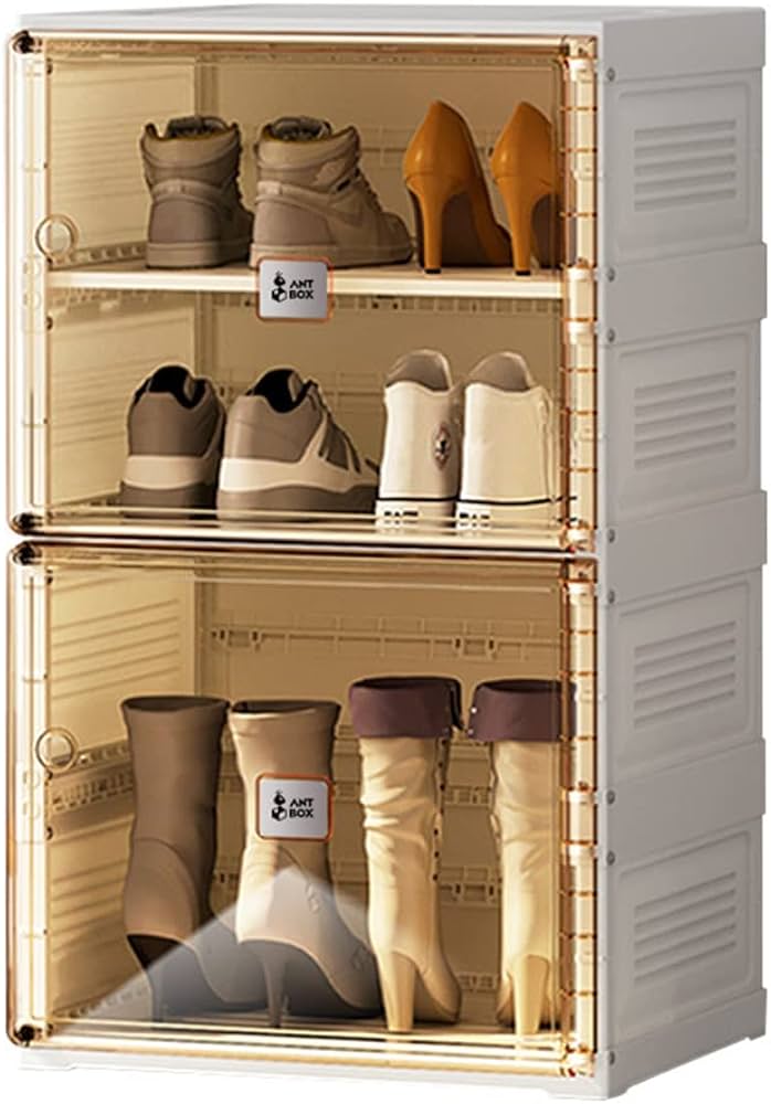 Amazon｜シューズボックス クリア 6足 幅40cm 高さ67cm 折り畳み式