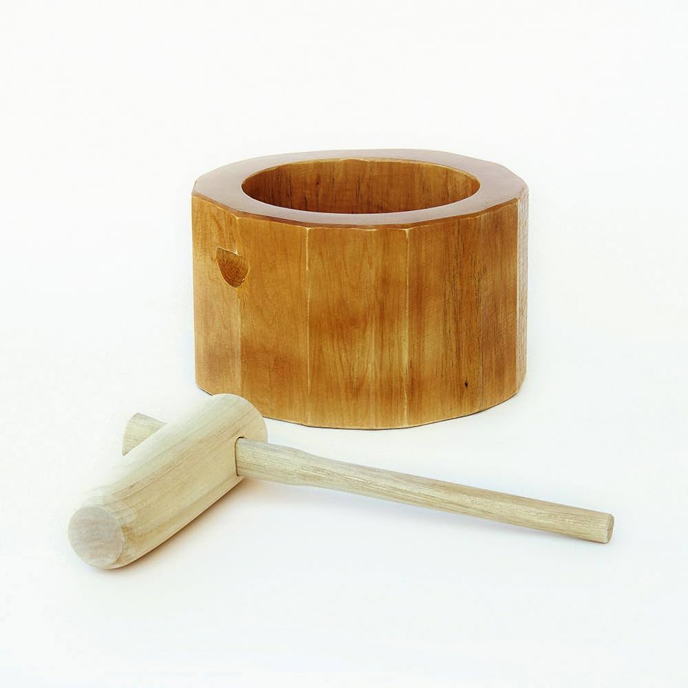 Amazon.co.jp: 餅つきセット 1升用 木製ミニ臼＋キネ1本（もちつき