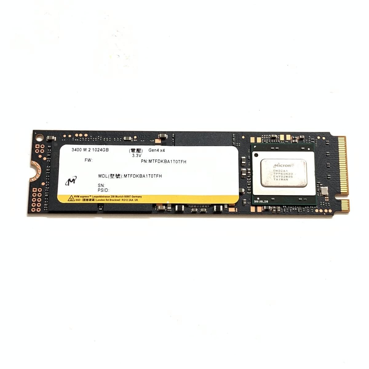 Amazon | Micron SSD 1TB 3400 M.2 2280 NVMe PCIe 4.0 Gen4 x4