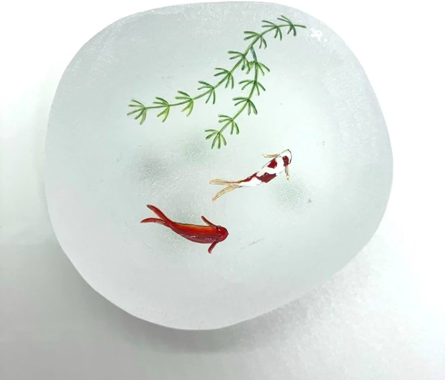 久保裕子さん作 ガラス お花 蝶々 鮎 水草 ペーパーウェイト 文鎮