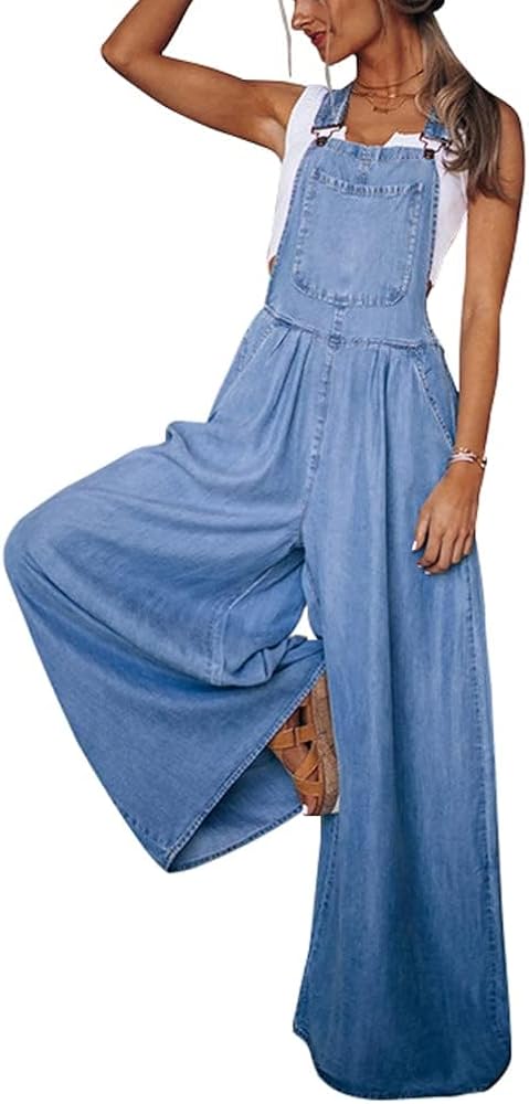 Amazon.com: chouyatou Women's Loose Adjustable Strap Wide Leg