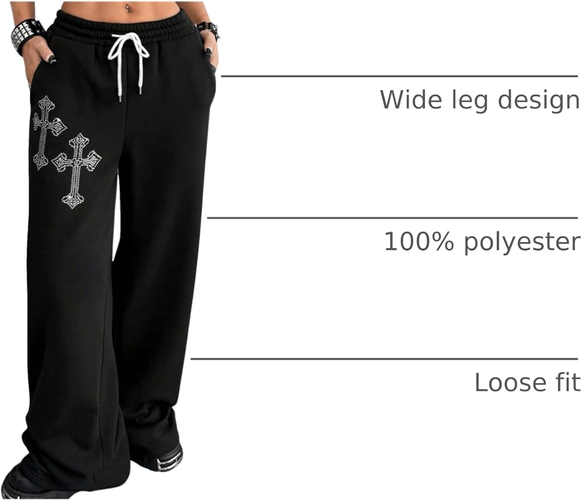 Amazon.com: SOLY HUX Women's Y2k Baggy Pants Drawstring Waist
