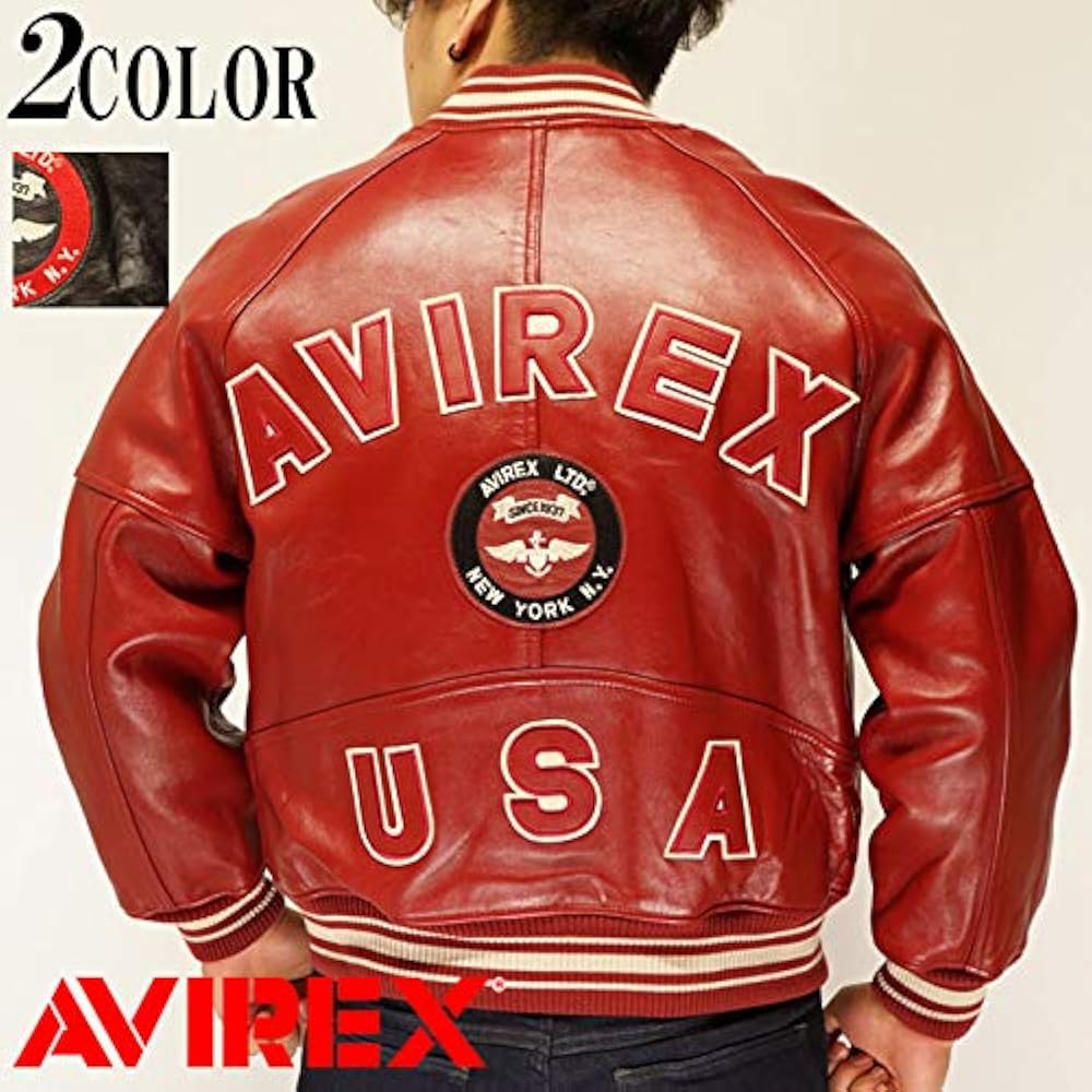 Amazon | [アヴィレックス] バーシティ 羊革 ラムレザー ジャケット