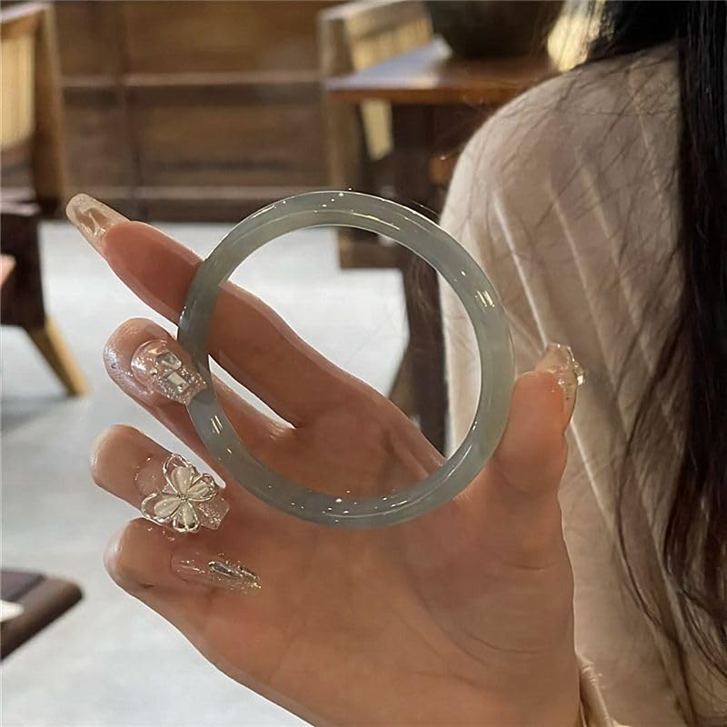 Amazon.com: 8mm Genuine Hetian Jade Bangle Bracelet, Natural Ice