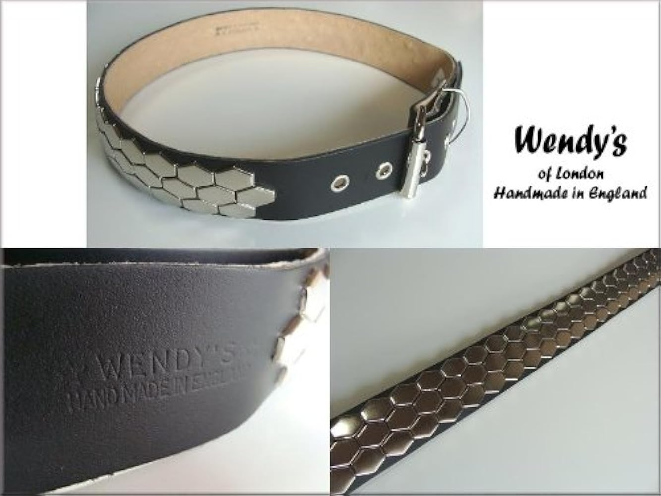 Amazon | [ベルト] ウェンディーズ 3連 ヘキサゴン スタッズ (SV/BK
