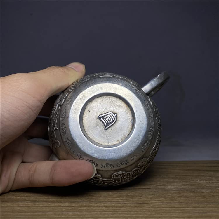 Amazon.co.jp: LAOJUNLU アンティーク雑貨 古い銀細工 二龍遊珠銀