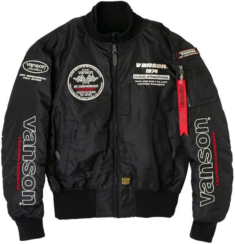 Amazon.co.jp: [バンソン] MA-1ジャケット ブラック/アイボリー M