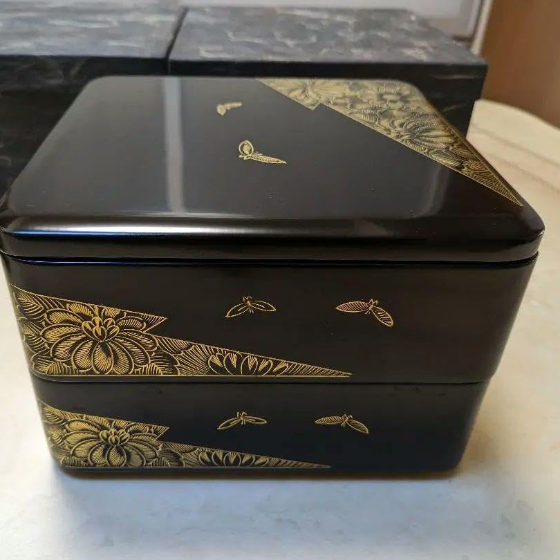 Amazon.co.jp: 輪島塗 重箱二段重二揃い 能登輪島製 布着本堅地