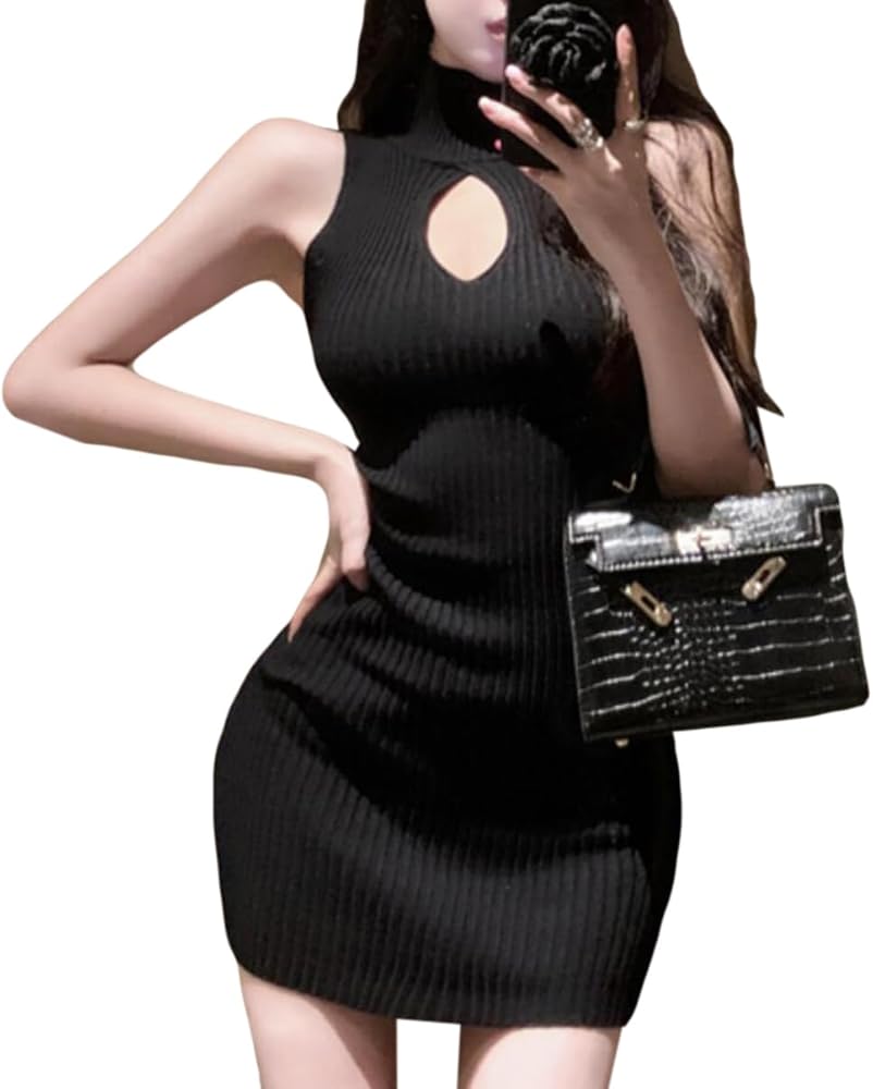 Amazon.co.jp: [Alppv] セクシー タイト ニット ワンピース レディース