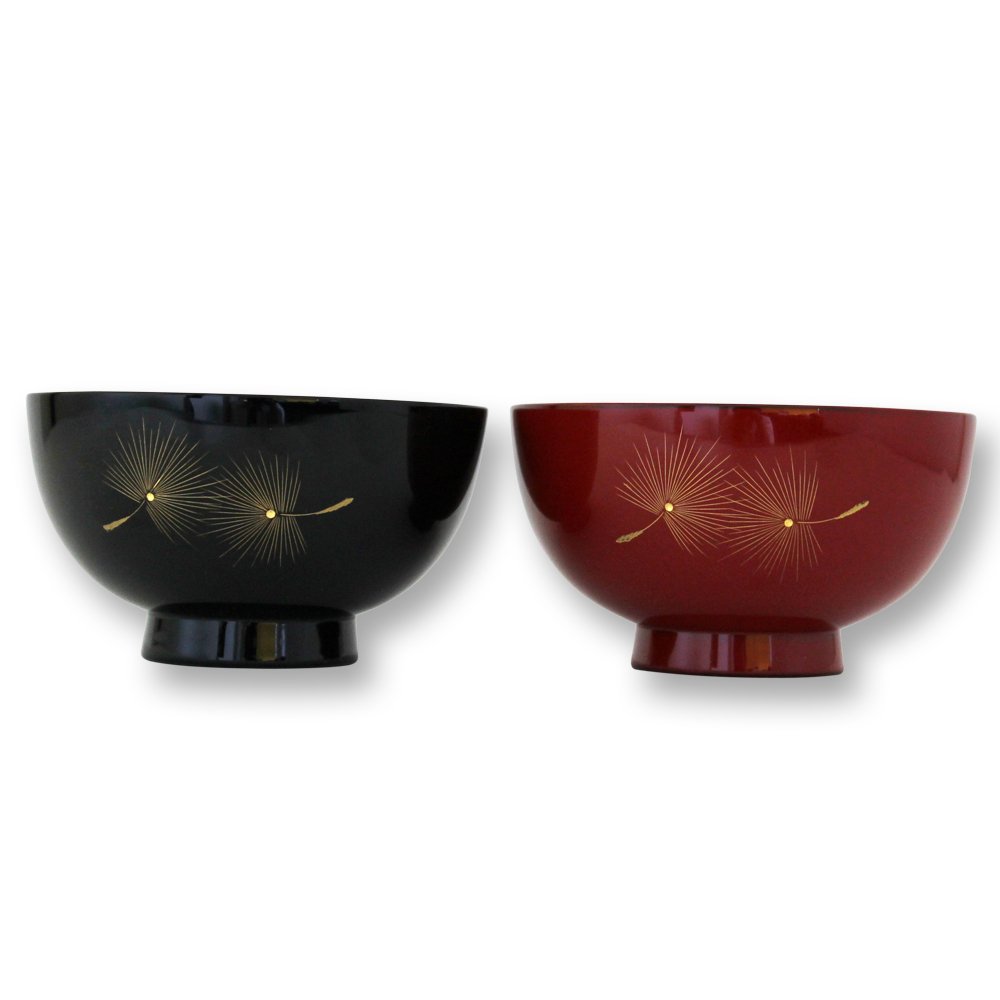 Amazon.co.jp: 大藤漆器店 輪島塗 夫婦汁椀 黒内朱・朱 飛花沈金 WA10