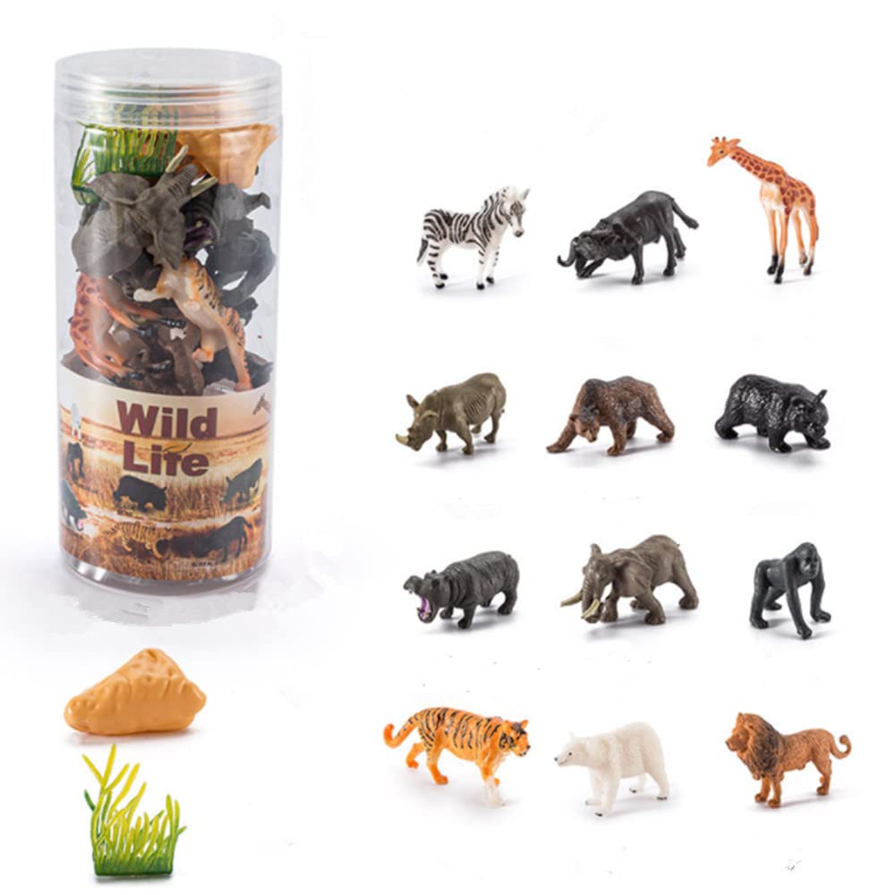 Amazon.co.jp: 12個セット 動物フィギュア バケット動物モデル リアル