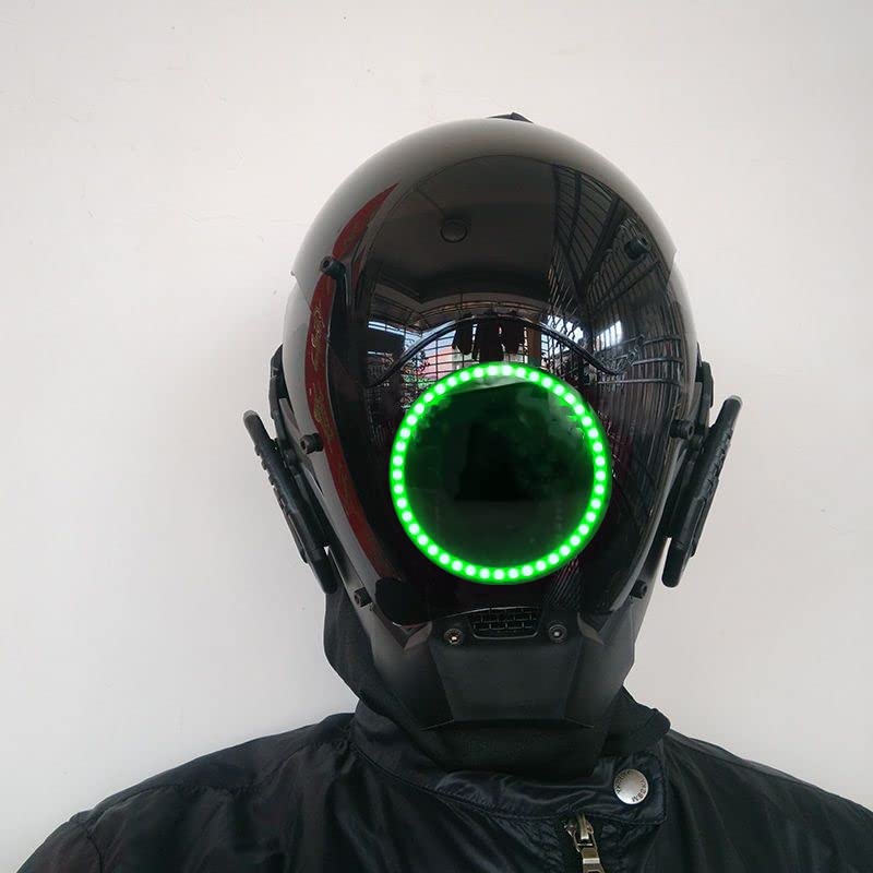 Amazon | ブラックサイバーパンクマスク マルチカラーのライトカラー