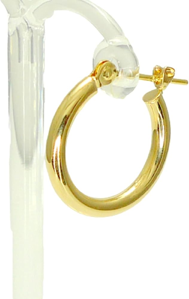 Amazon | 18金 フープ ピアス 幅2mm 外径15mm イエローゴールド 片耳 1