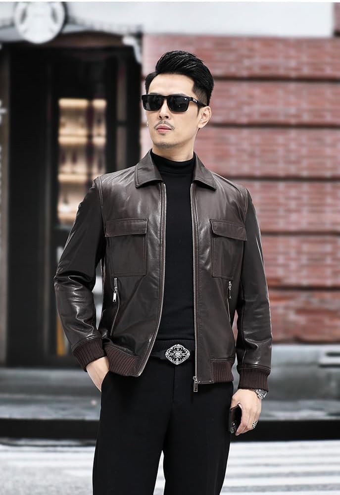 Amazon | [JINLUN] 革ジャン メンズ 本革 ライダースジャケット レザー