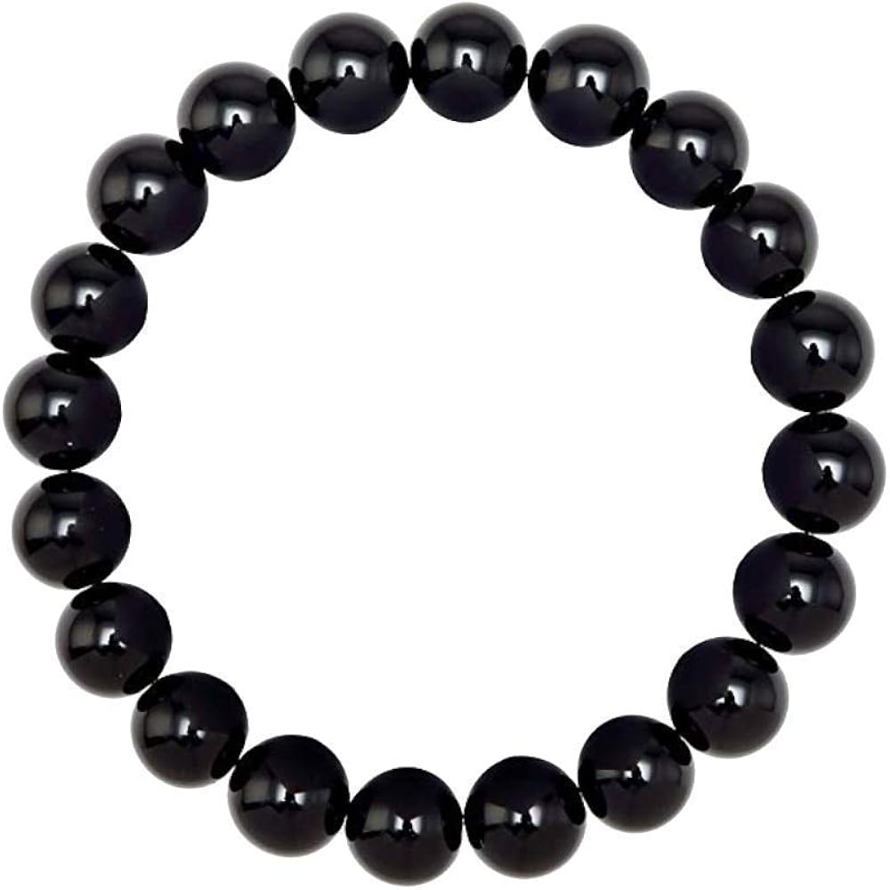 Amazon.com: FORZIANI 8mm Natural Shiny Black Onyx Stretch Bracelet