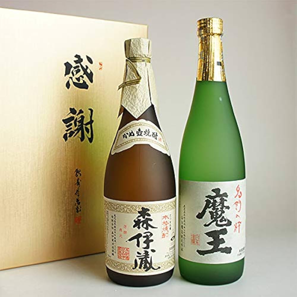Amazon.co.jp: 森伊蔵・魔王 芋焼酎 四合瓶 720ml 2本セット 感謝の