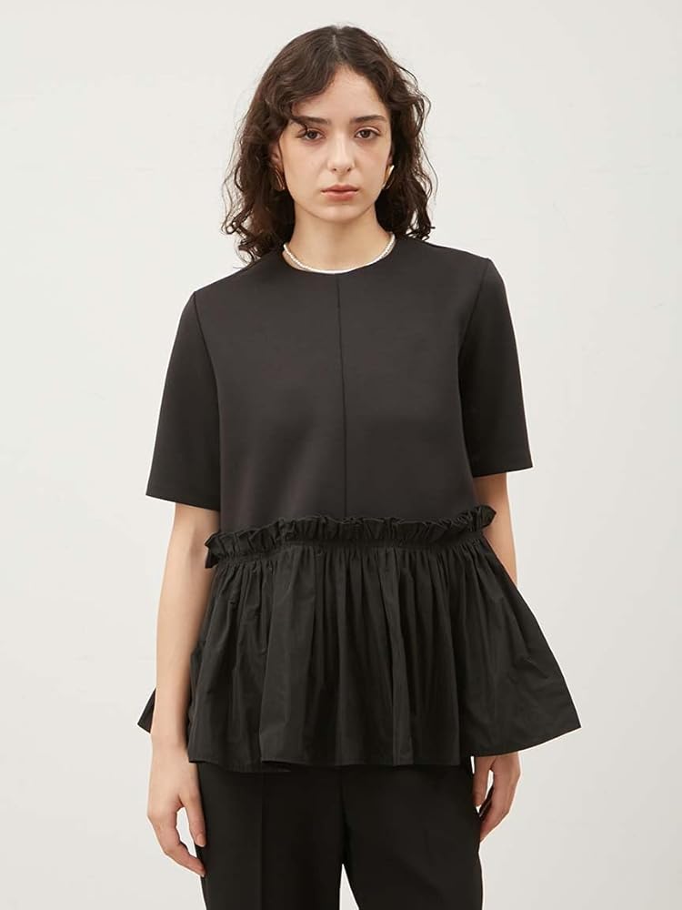 Amazon.co.jp: [ミラオーウェン] ドッキングペプラムトップス