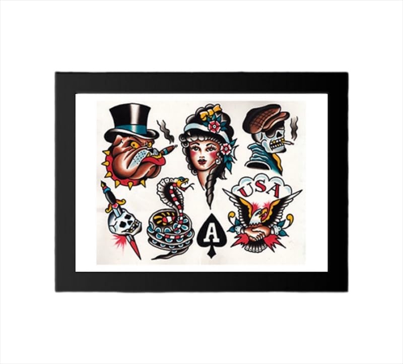 Amazon.co.jp: アメリカンタトゥー ヘビ 刺青 ポスター キャンバス