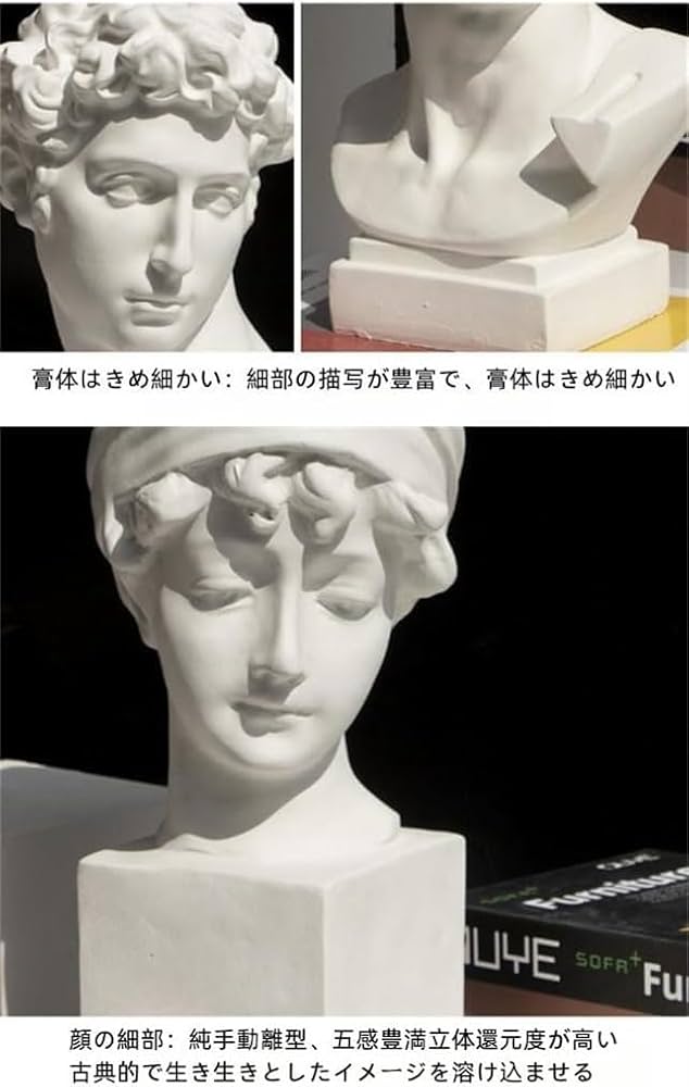 Amazon.co.jp: Unlnsiy 石膏像 胸像 人物像 置物 デビッド像 石膏像風