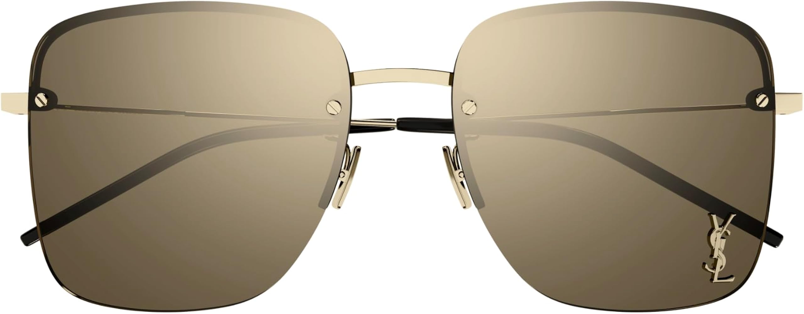 SAINT LAURENT Women's Square Metal Sunglasses, Gold Gold Brown