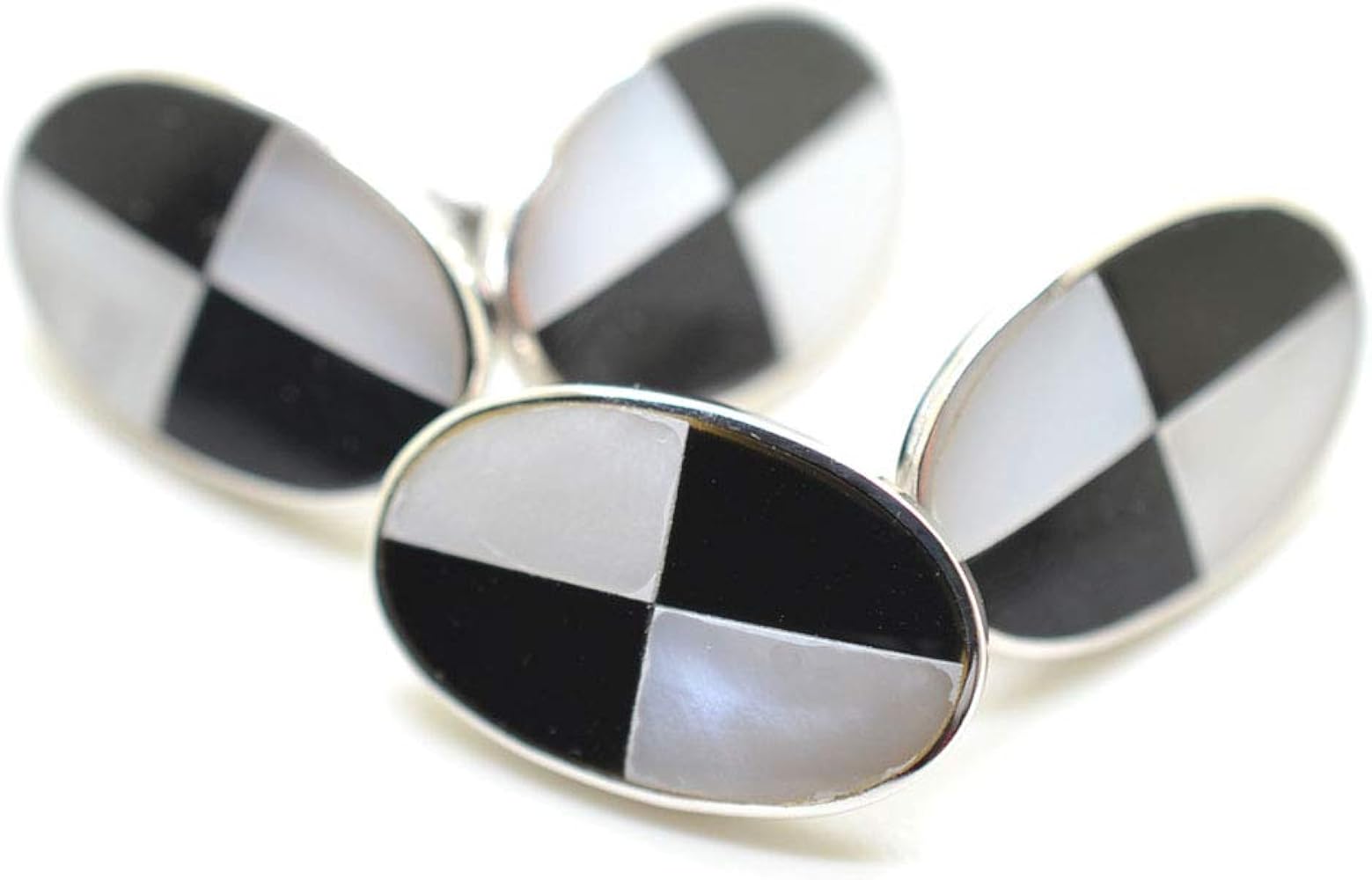 Amazon | カフス シルバー925 白蝶貝 オニキス カフリンクス CLCー1