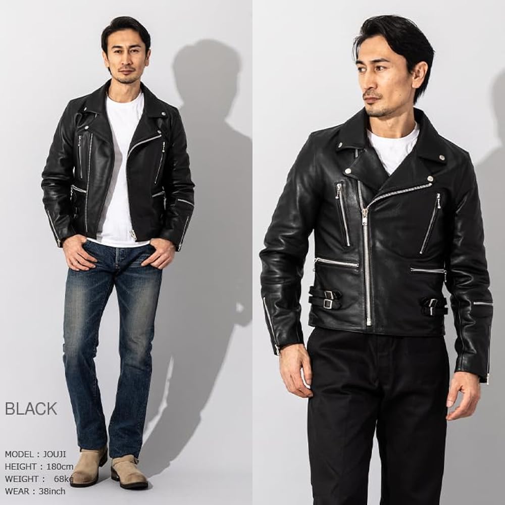 Amazon.co.jp: [Liugoo Leathers] 本革 UKタイプ ダブルライダース