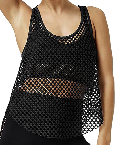 CLOZOZ Fishnet Tank Tops Women Mesh Top See Through Tops for Women