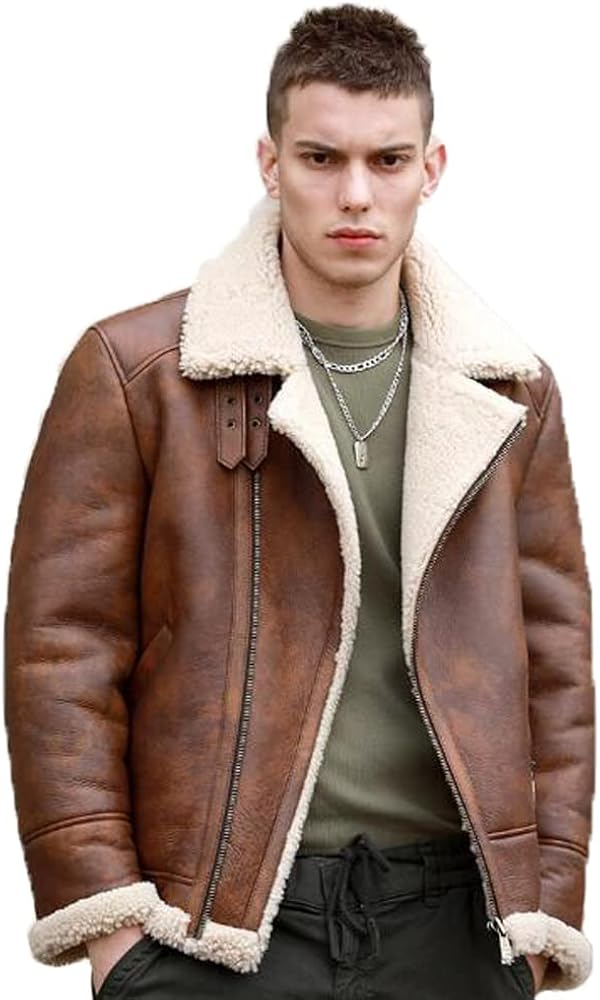 Amazon | [Denny&Dora] メンズ シープスキン ムートン ジャケット