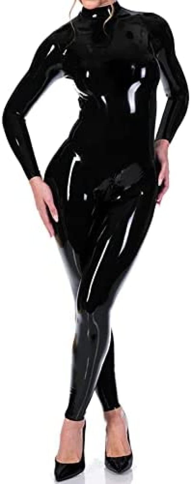 Amazon.co.jp: ラテックスラバーキャットスーツ女性フルカバーひも