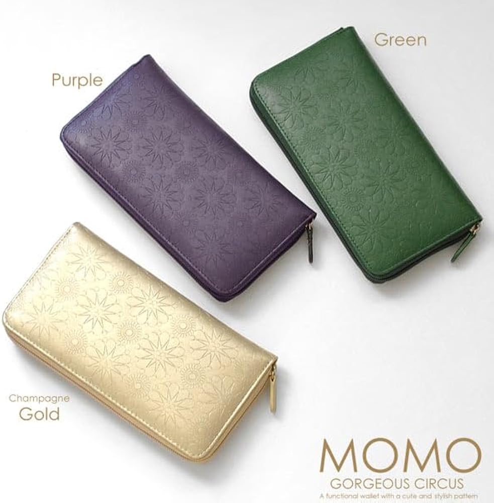 Amazon | [モモ] 長財布 ラウンドファスナー MOMO 牛革型押し GORGEOUS