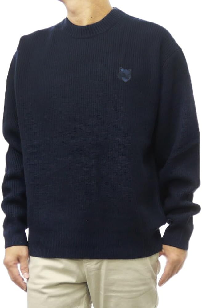 Amazon | [メゾン キツネ] ウール×カシミヤ混 リブ編み 刺繍パッチ