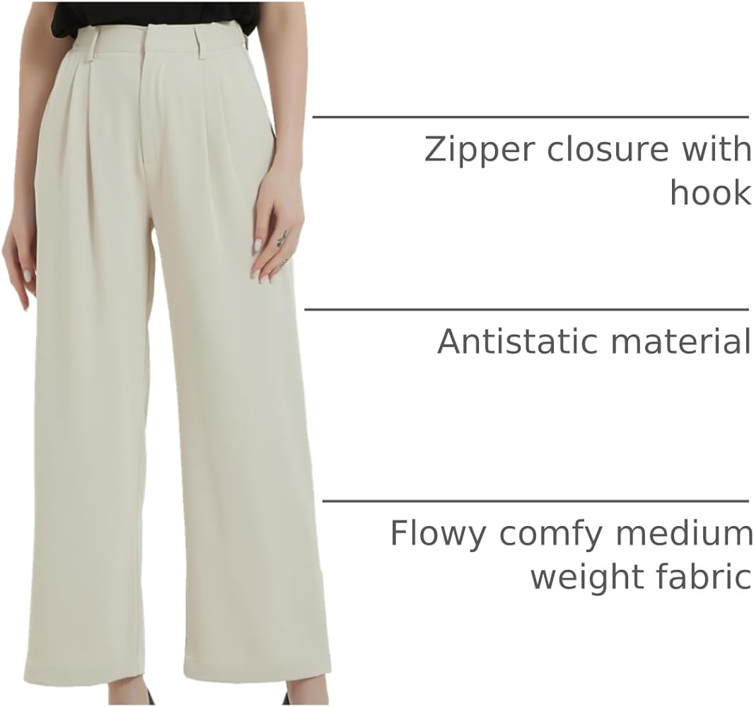 Tronjori Women High Waist Casual Straight Leg Long Business Work