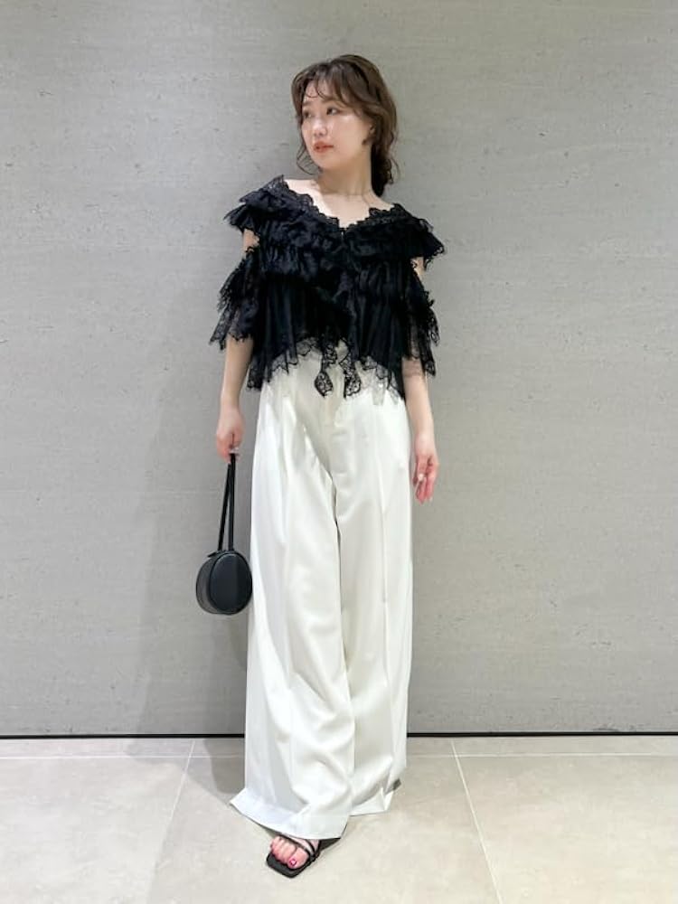 Amazon | [フレイ アイディー] レースギャザーショートブラウス