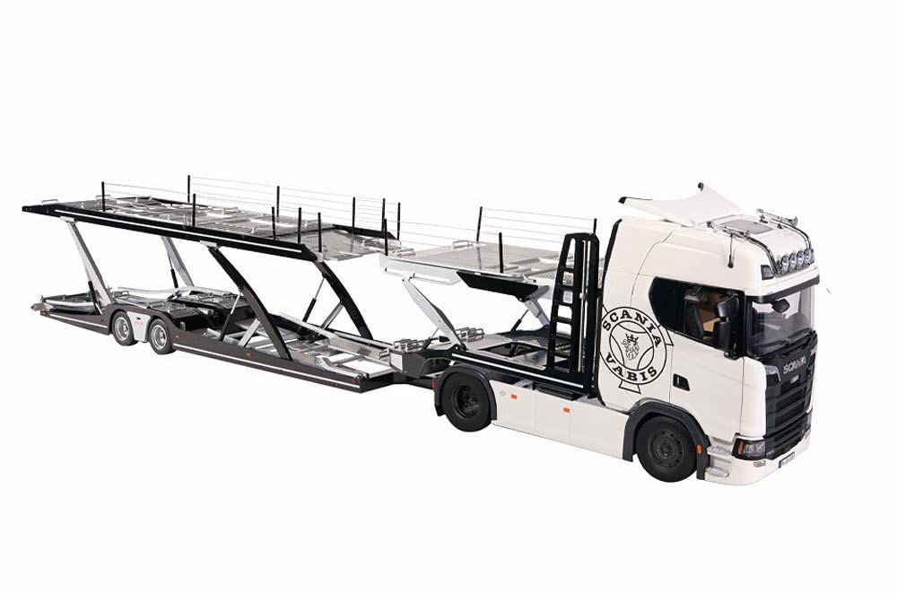 Amazon | NZG 1/18 SCANIA V8 730S ホワイト + Lohr car transporter