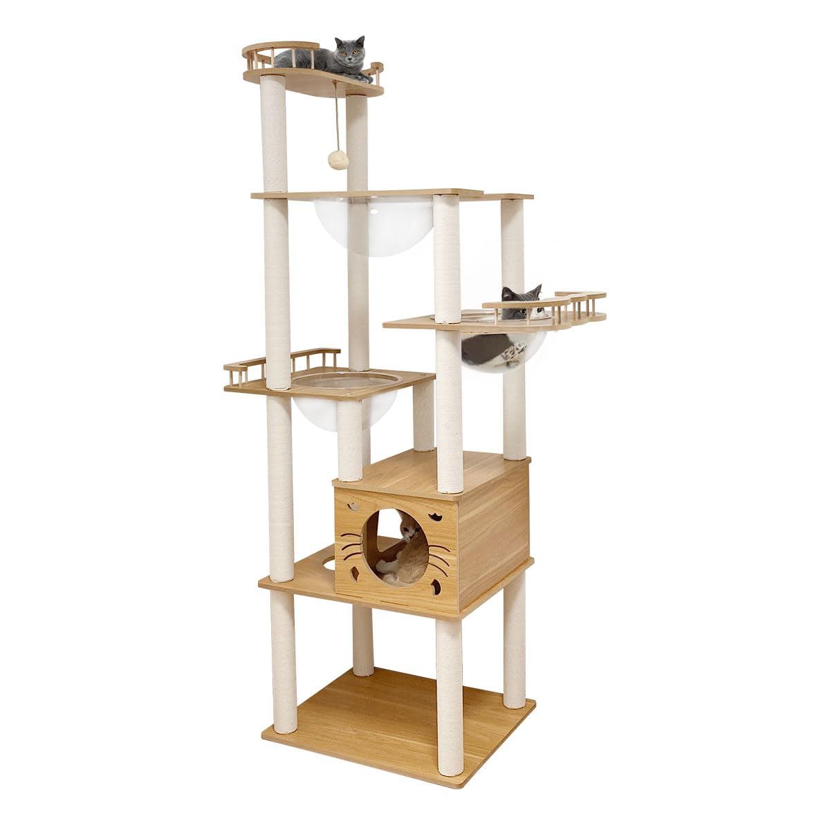 Amazon | 日本メーカー RAKU キャットタワー 宇宙船付き ハイタイプ 高