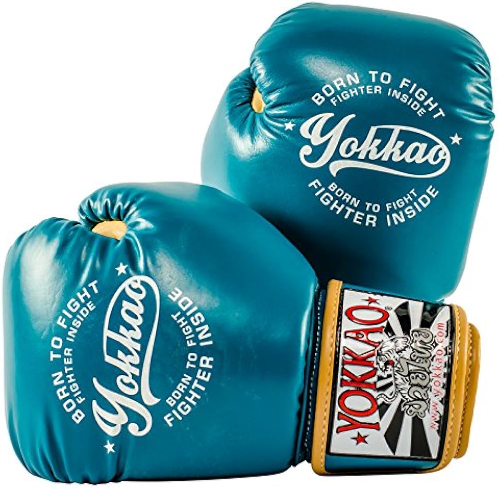 YOKKAO Vintage Boxing Blue Muay Thai Gloves, Kick Boxing, MMA