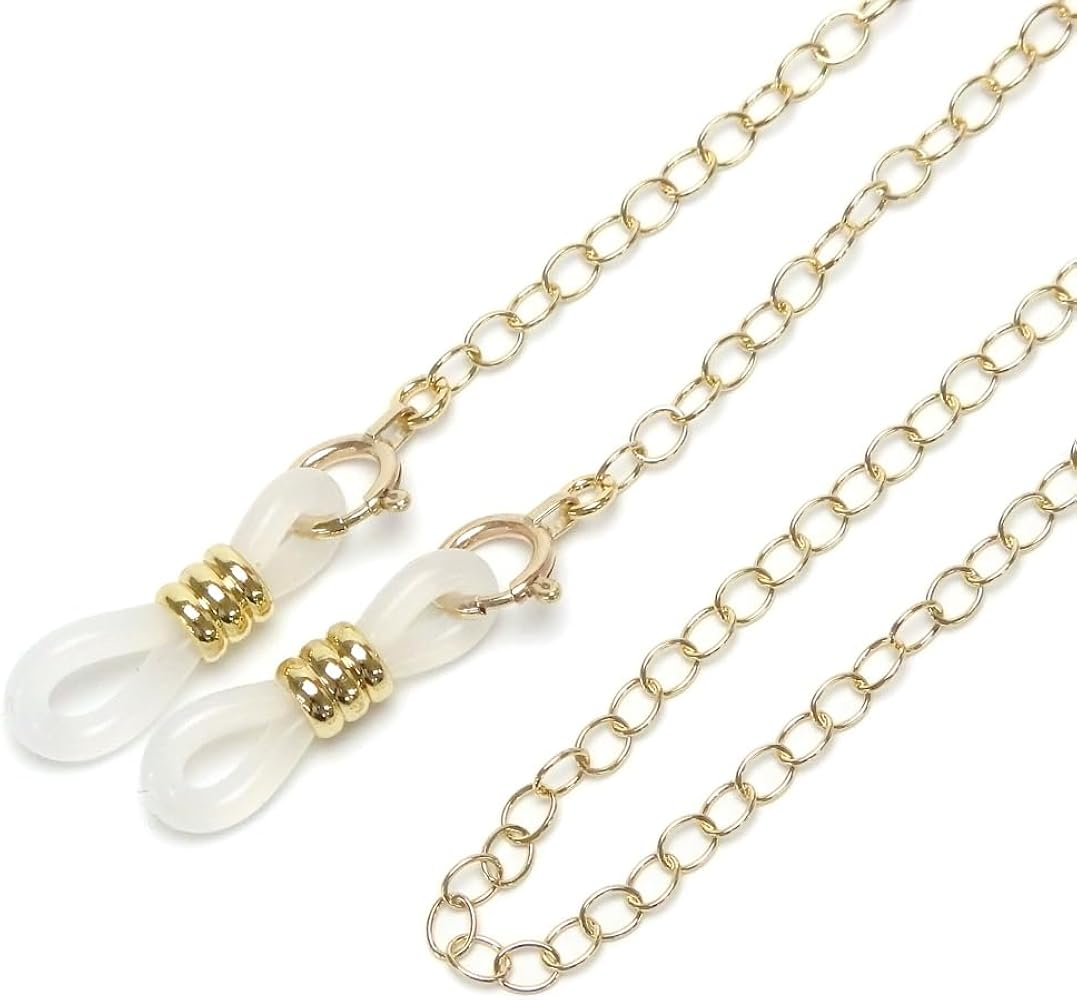 Amazon.co.jp: K18金 メガネチェーン 丸線あずき K18 ネックレスにも