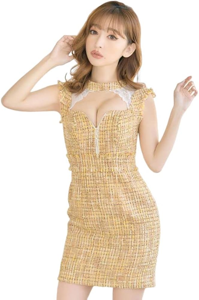 Amazon.co.jp: [LoveRich] ラブリッチ ツイード ジップ レース 谷間