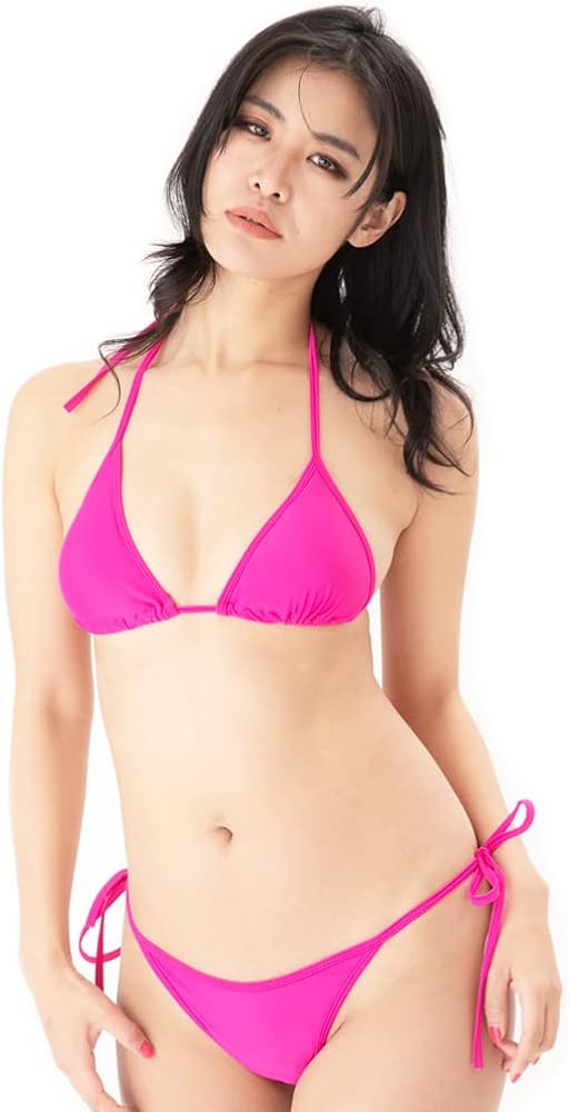 Amazon.co.jp: ビビット ピンク Tバック 三角 ビキニ 胸パット入 水着