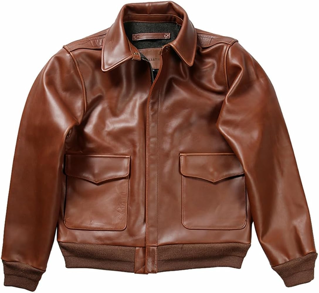 Amazon | [VIIBOY] A2フライトジャケット 本革ジャケット 革ジャン