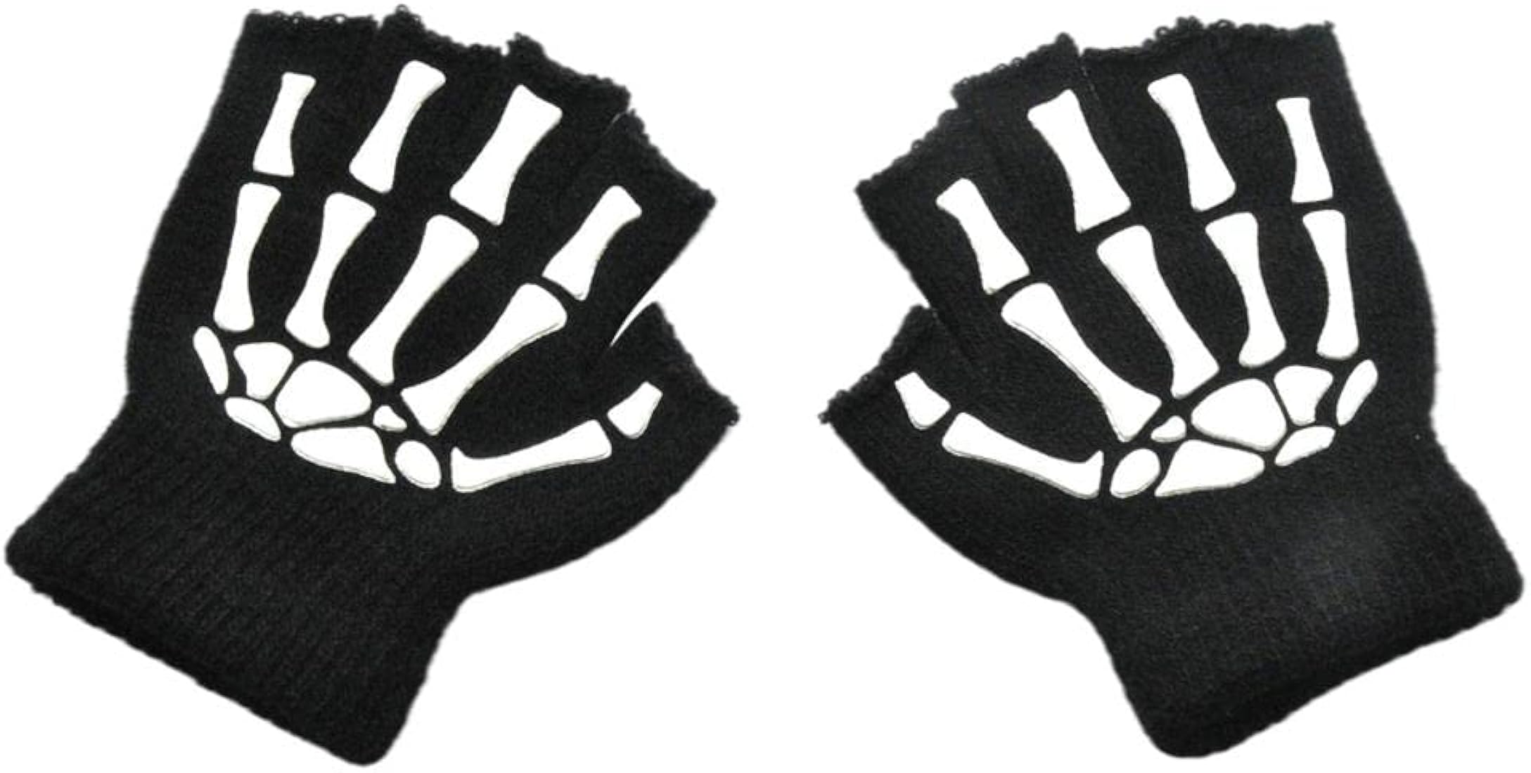ATORSE Halloween Skeleton Half Finger Gloves Winter for Cosplay